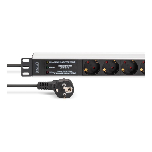 Digitus DN-95441 rozdzielacz zasilania PDU 7 x gniazdo sieciowe 1U Czarny, Srebrny-25391864