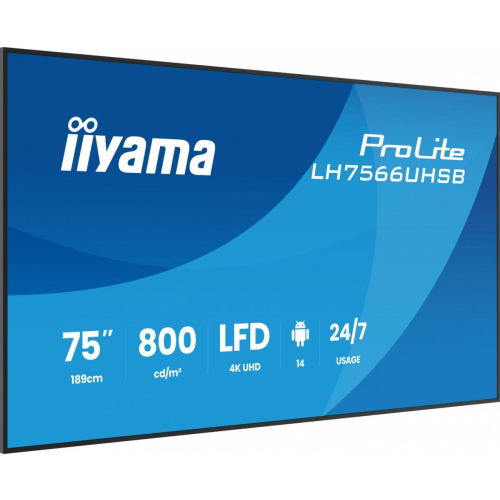 Monitor profesjonalny 75 cali LH7566UHSB-B1AG 4K, VA, A14, 800cd, 5000:1, 6,5ms, 2xHDMI, USB-C, RJ45, 2xUSB, 2x10W, W