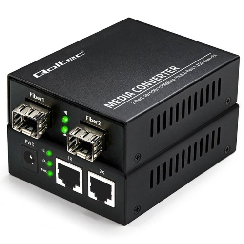 Dwukierunkowy media konwerter SWITCH Ethernet 2xRJ45 2xSFP | 1000Mb/s | 5V