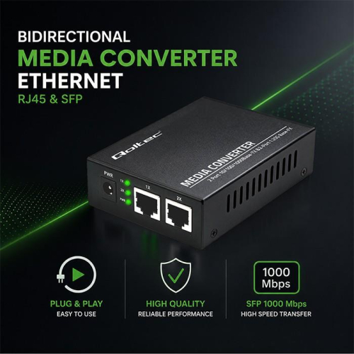 Dwukierunkowy media konwerter SWITCH Ethernet 2xRJ45 2xSFP | 1000Mb/s | 5V-25493167