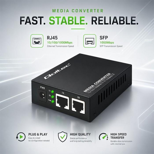 Dwukierunkowy media konwerter SWITCH Ethernet 2xRJ45 2xSFP | 1000Mb/s | 5V-25493168