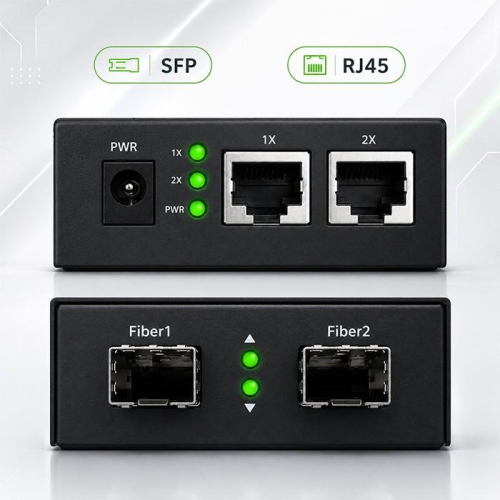 Dwukierunkowy media konwerter SWITCH Ethernet 2xRJ45 2xSFP | 1000Mb/s | 5V-25493170