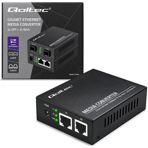 Dwukierunkowy media konwerter SWITCH Ethernet 2xRJ45 2xSFP | 1000Mb/s | 5V-25493174