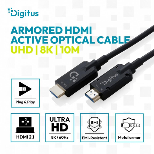 Kabel optyczny HDMI AOC zbrojony, typ A M/M, Ultra HD, 8K 60Hz, czarny, 10m-25493344