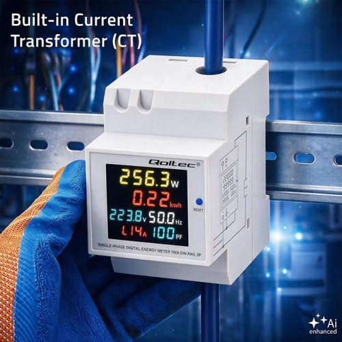 Jednofazowy miernik zużycia energii na szynę DIN | 230V | 100A | 3P-25494794