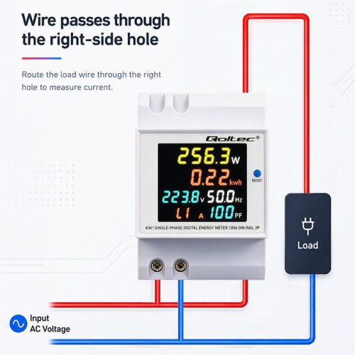 Jednofazowy miernik zużycia energii na szynę DIN | 230V | 100A | 3P-25494798