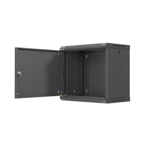 Szafa instalacyjna rack wisząca 19 cali 9U 540x350mm czarna drzwi pełen metal (flat pack)-25497120