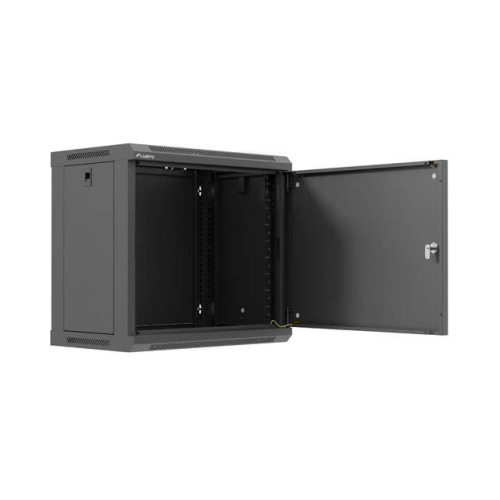 Szafa instalacyjna rack wisząca 19 cali 9U 540x350mm czarna drzwi pełen metal (flat pack)-25497121