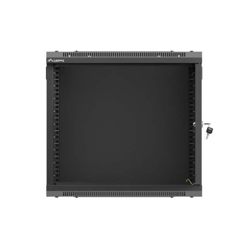 Szafa instalacyjna rack wisząca 19 cali 9U 540x350mm czarna drzwi pełen metal (flat pack)-25497128
