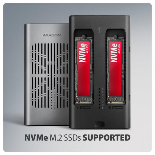 Axagon EEM2-20GD stacja dokująca do dysków twardych USB 3.2 Gen 2 (3.1 Gen 2) Type-C Czarny, Szary-25577082