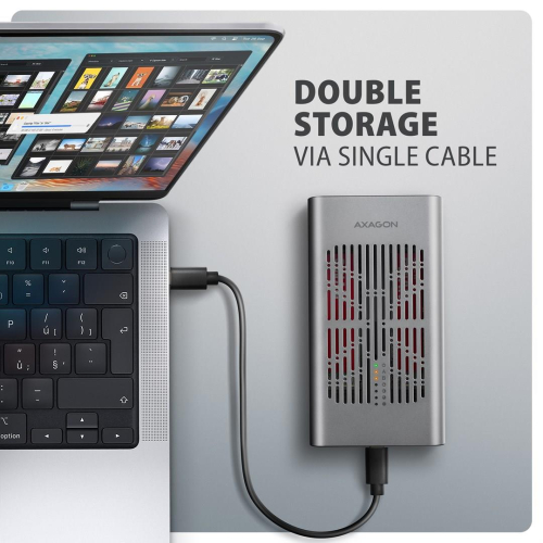 Axagon EEM2-20GD stacja dokująca do dysków twardych USB 3.2 Gen 2 (3.1 Gen 2) Type-C Czarny, Szary-25577085