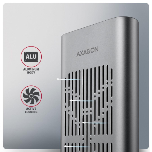 Axagon EEM2-20GD stacja dokująca do dysków twardych USB 3.2 Gen 2 (3.1 Gen 2) Type-C Czarny, Szary-25577086