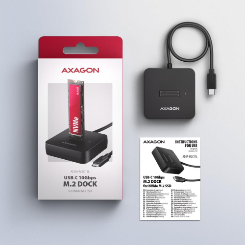 Axagon ADSA-M2C11L stacja dokująca do dysków twardych USB 3.2 Gen 2 (3.1 Gen 2) Type-C Czarny-25577523