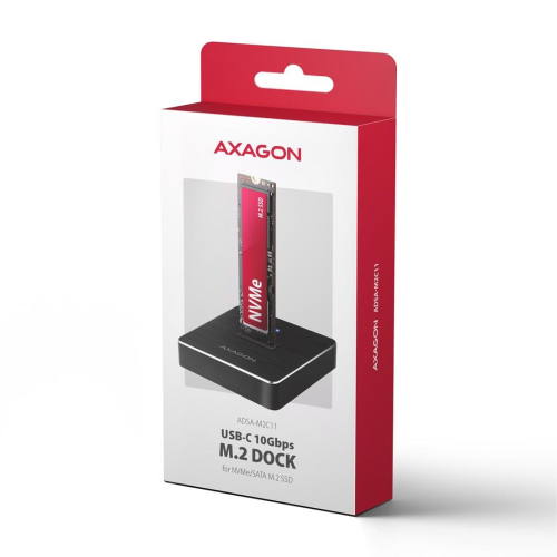 Axagon ADSA-M2C11 stacja dokująca do dysków twardych USB 3.2 Gen 2 (3.1 Gen 2) Type-C Czarny-25577526