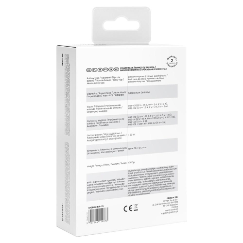 Savio BA-15 bank mocy Litowo-polimerowy (LiPo) 50000 mAh Biały-25586848