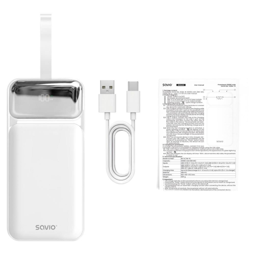 Savio BA-15 bank mocy Litowo-polimerowy (LiPo) 50000 mAh Biały-25586849