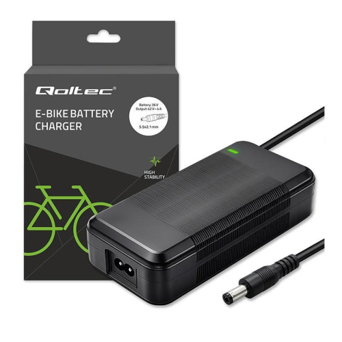 Qoltec Szybka Ładowarka do roweru skutera elektrycznego 36V | 42V | 4A | 5.5*2.1 +kabel zasilający