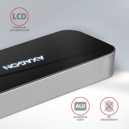 Axagon HMC-6H4A stacja dokująca Przewodowa USB 3.2 Gen 1 (3.1 Gen 1) Type-C Czarny, Szary-25601881