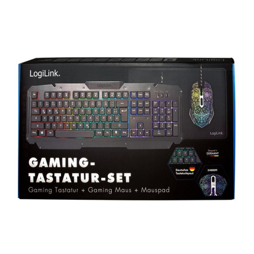 LogiLink ID0185 klawiatura Dołączona myszka Gaming USB QWERTY Angielski Czarny-25602374