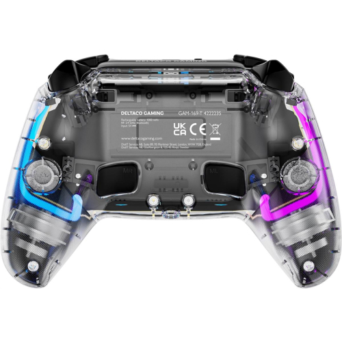 Deltaco Gaming GAM-169-T kontroler gier Przezroczysty Bluetooth/USB Gamepad Android, Nintendo Switch, PC, PlayStation 4,