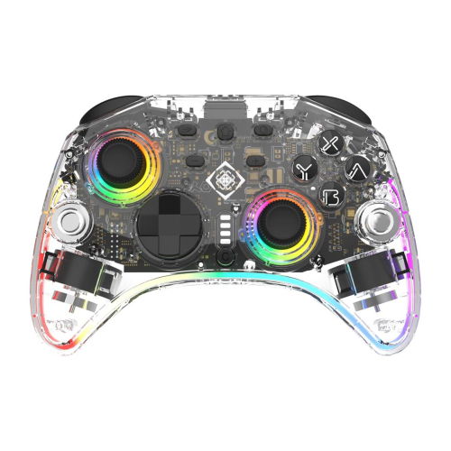 Deltaco Gaming GAM-198-T kontroler gier Przezroczysty Bluetooth/USB Gamepad Nintendo Switch, Nintendo Switch 2, Nintendo Switch OLED, Android, PC