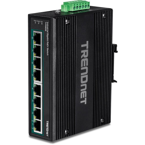 TRENDnet Industrial Switch 8-Port Gbit PoE+ 24-56V DIN-Rail