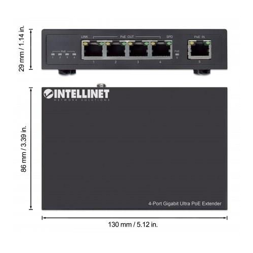 Intellinet 561617 przedłużacz sieciowy Nadajnik sieciowy Czarny 10, 100, 1000 Mbit/s-25657421