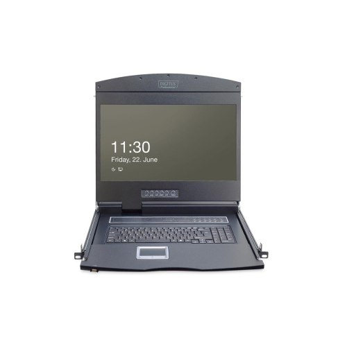 Digitus Konsola modułowa z monitorem TFT o przekątnej 19” (48,3 cm), 16-portowym przełącznikiem KVM Cat. 5 & touch