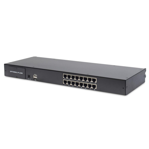 Digitus Konsola modułowa z monitorem TFT o przekątnej 19” (48,3 cm), 16-portowym przełącznikiem KVM Cat. 5 & touch