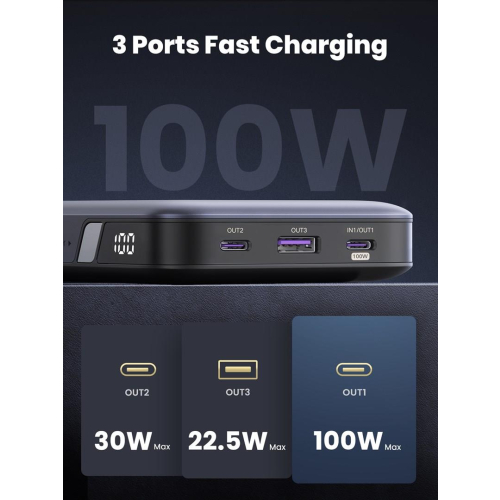 Ugreen 25188 bank mocy 20000 mAh Szary-25657792