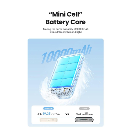 Ugreen 25208 bank mocy 10000 mAh Bezprzewodowe ładowanie Beżowy-25657803