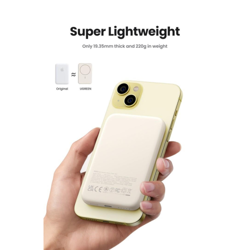 Ugreen 25208 bank mocy 10000 mAh Bezprzewodowe ładowanie Beżowy-25657812