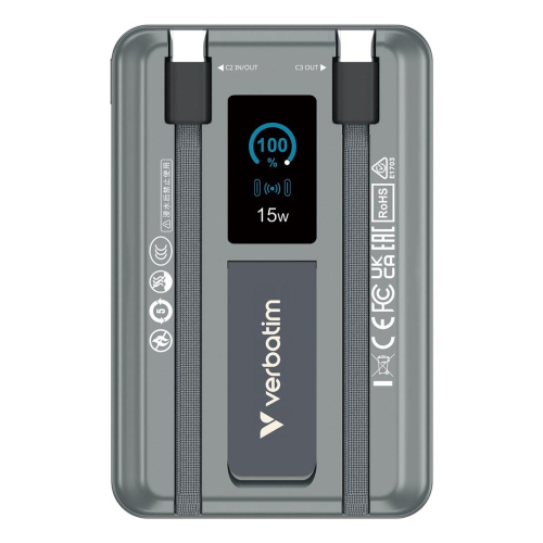 Verbatim 32272 bank mocy Litowo-polimerowy (LiPo) 10000 mAh Bezprzewodowe ładowanie Szary-25657875