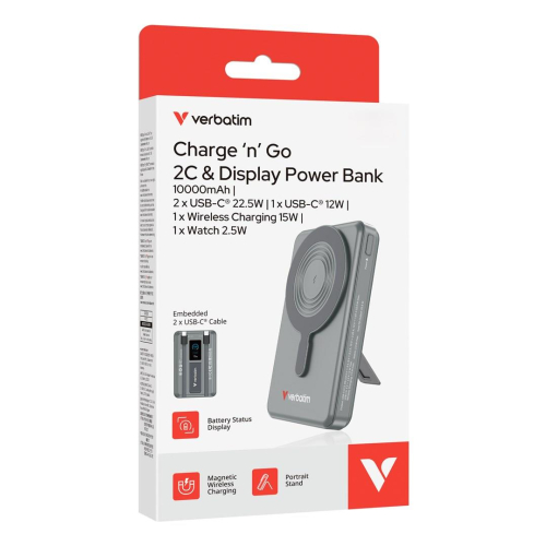 Verbatim 32272 bank mocy Litowo-polimerowy (LiPo) 10000 mAh Bezprzewodowe ładowanie Szary-25657877