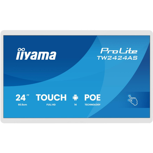 iiyama TW2424AS-W3P signage display Interaktywny płaski panel 60,5 cm (23.8") LCD Wi-Fi 450 cd/m2 Full HD Biały Ekran dotykowy Procesor wbudowany Andr