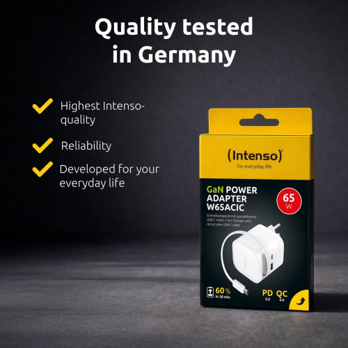 Intenso 7806520 adapter zasilający/ inwentor Wewnętrzna 65 W Czarny-25669321
