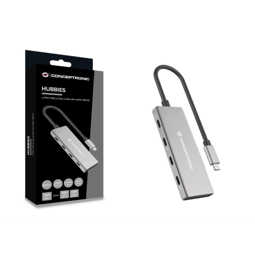 Conceptronic HUBBIES16G huby i koncentratory USB 3.2 Gen 2 (3.1 Gen 2) Type-C 10000 Mbit/s Szary-25675389
