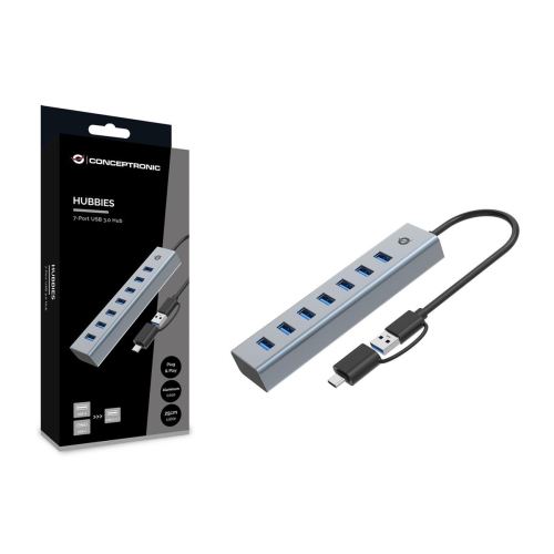 Conceptronic HUBBIES21G huby i koncentratory USB 3.2 Gen 1 (3.1 Gen 1) Type-A 5000 Mbit/s Szary-25675405