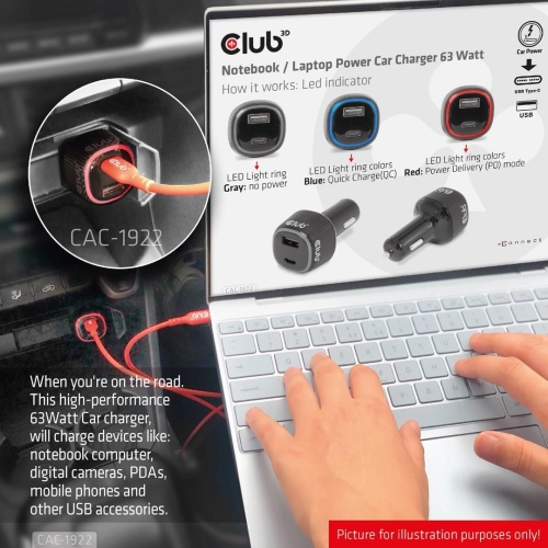 CLUB3D CAC-1922 ładowarka do urządzeń przenośnych Laptop Czarny Zapalniczka Automatyczna-25675526