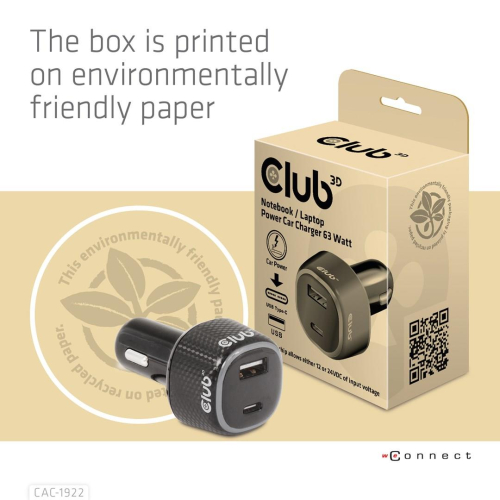 CLUB3D CAC-1922 ładowarka do urządzeń przenośnych Laptop Czarny Zapalniczka Automatyczna-25675532