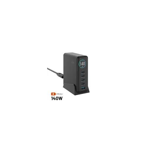 Ładowarka Fixed GaN 140 1x USB-A 4x USB-C 5 A (FIXCG140D-4C1A-BK)