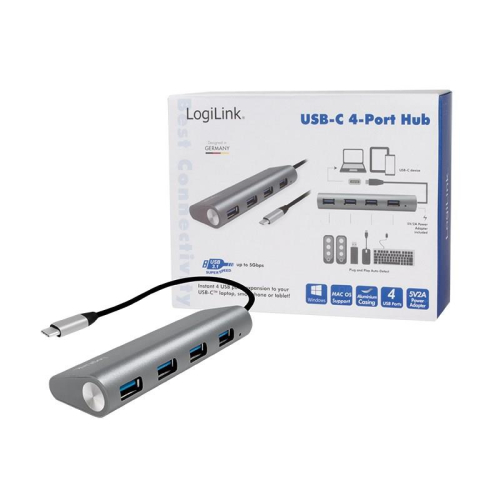 LogiLink UA0309 huby i koncentratory USB 3.2 Gen 1 (3.1 Gen 1) Type-C 5000 Mbit/s Szary-25675550