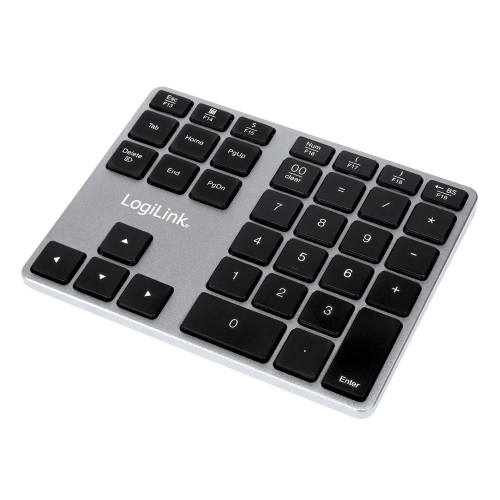 LogiLink ID0187 klawiatura numeryczna Uniwersalne Bluetooth Aluminium, Czarny