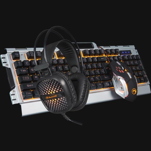 Marvo CM303 klawiatura Dołączona myszka Gaming USB Czarny, Srebrny-25676170