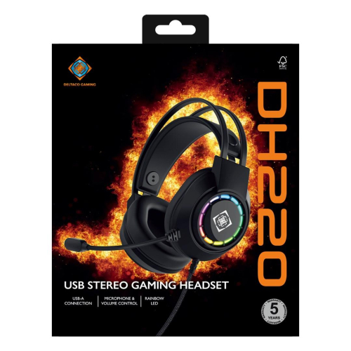 Deltaco Gaming GAM-168 słuchawki/zestaw słuchawkowy Przewodowa Opaska na głowę USB Typu-A Czarny-25677536