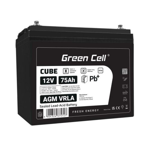 Green Cell AGM12V75AH-J akumulator Ołowiany (VRLA) 12 V 75 Ah
