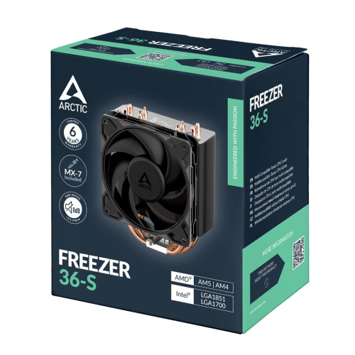 ARCTIC Freezer 36-S Procesor Chłodnica powietrza 12 cm Czarny, Stal nierdzewna 1 szt.-25720160