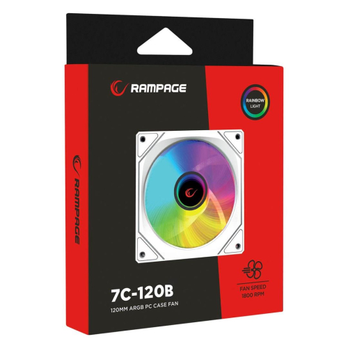 RAMPAGE WENTYLATOR DO OBUDOWY 120MM 1800RPM INFINITE LOOP ARGB WHITE PWM-25720879