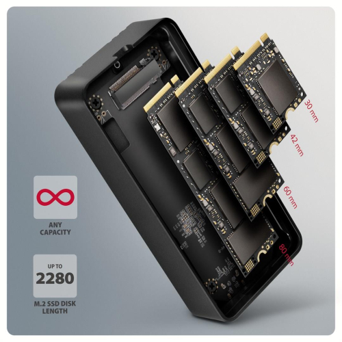 Axagon EEM2-40G obudowa do dysków twardych Obudowa SSD Czarny M.2-25722638