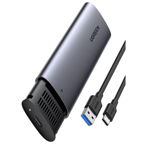 Ugreen kieszeń na dysk obudowa dysku twardego M.2 B-Key SATA 3.0 5Gbps szary + kabel USB Typ C (CM400)